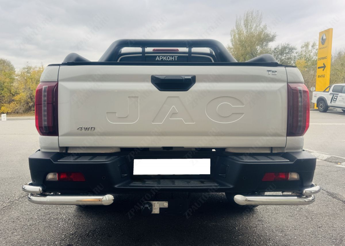 Защита заднего бампера угловая двойная для автомобиля JAC  T9 2021 арт. JAC.T9.21.20