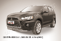 Защита переднего бампера d57+d42 двойная Mitsubishi Outlander XL (2009-2013) , Slitkoff, арт. MXL10-005