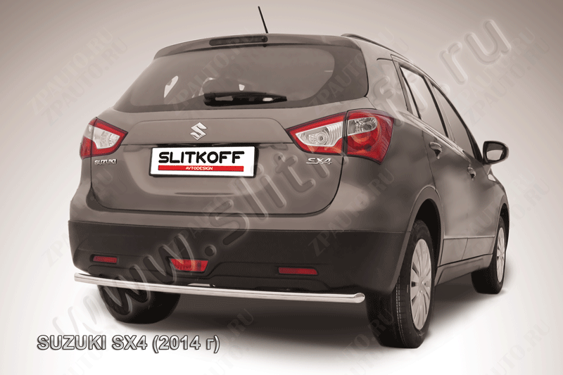 Защита заднего бампера d42 Suzuki SX-4 (2013-2016) Black Edition, Slitkoff, арт. SSX4-14-009BE