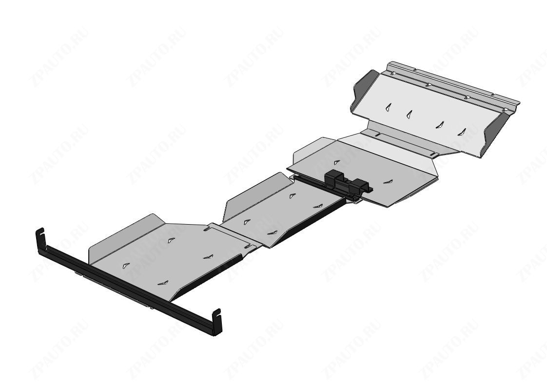 52.02ABC Защита картера двигателя, КПП и РК DONGFENG DF6 (2022-) из 4х частей (Алюминий 4 мм)