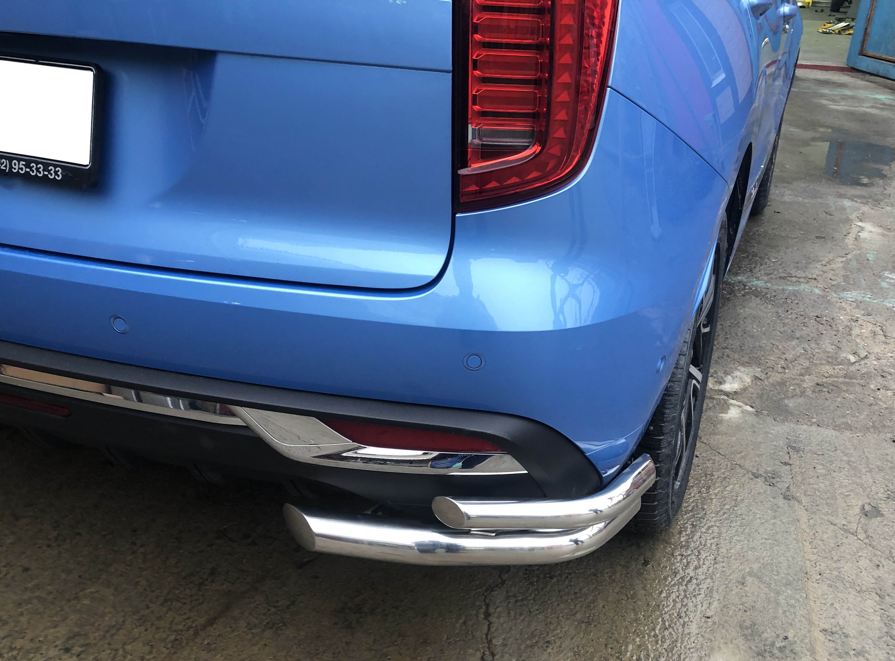 Защита заднего бампера угловая двойная для автомобиля HAVAL Jolion 2021 арт. HVJ.21.19