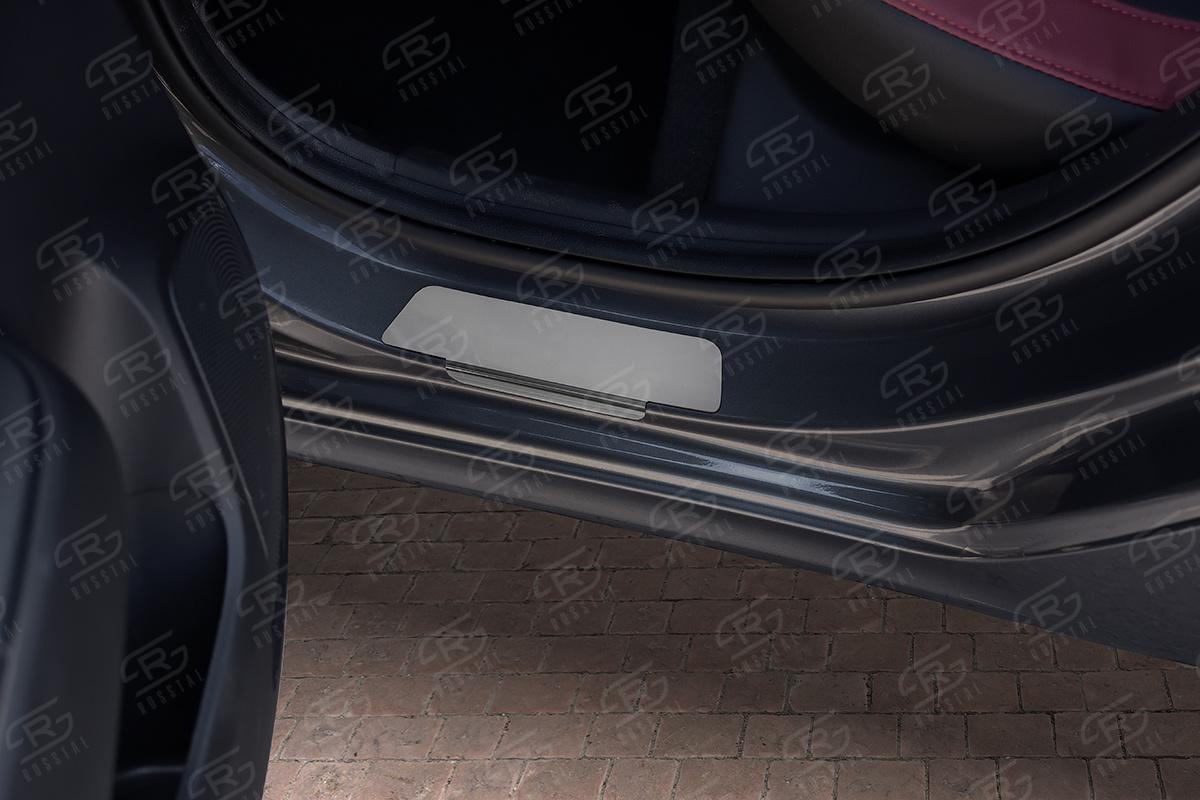 Накладки на пороги RUSSTAL (нерж., зеркало) KIRIO17-01 для автомобиля Kia Rio 2017-, Slitkoff