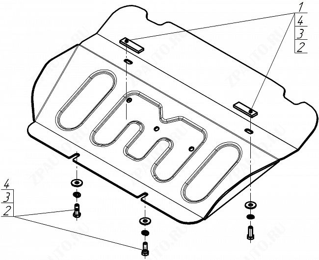 Защита алюминиевая Мотодор (Радиатор), 4 мм,  для Changan Hunter Plus  2023- арт. 347201