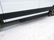 Порог алюминиевые "Slim Line Black" 1720 мм (правый) для автомобиля Ford Transit FWD L2 2013-, TCC Тюнинг FORTRAN16-15B