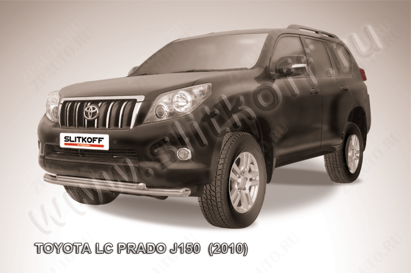 Защита переднего бампера d76+d57 двойная Toyota Land Cruiser Prado J150 (2009-2013) , Slitkoff, арт. TOP007