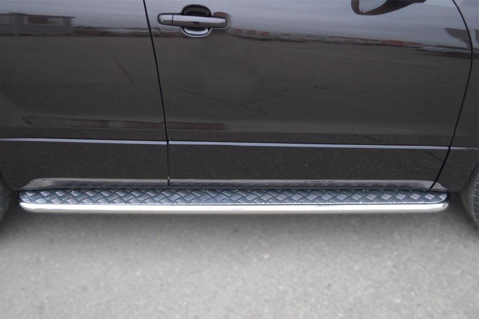 Пороги труба d42 с листом для Suzuki Grand Vitara 5d 2012, Slitkoff SVL-001097