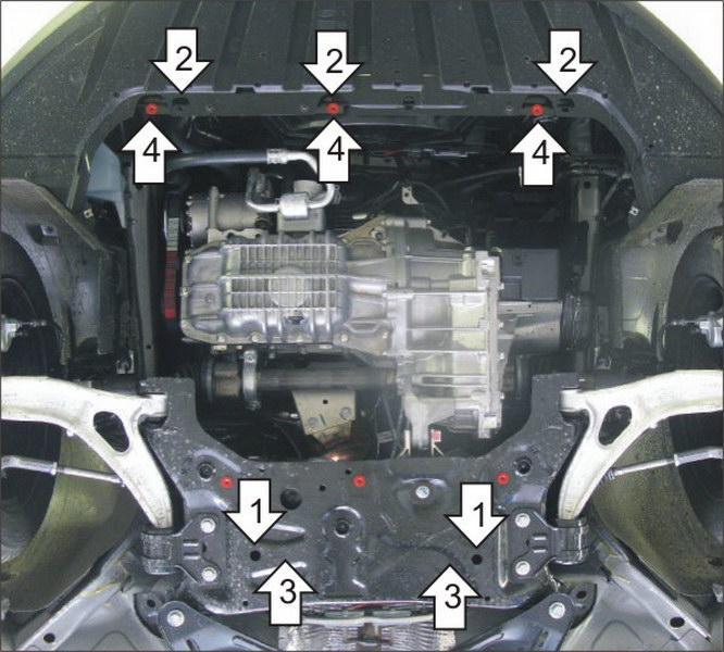 Защита стальная Мотодор (Двигатель, Коробка переключения передач), 2 мм, Сталь для Ford C-Max 2007-2015 арт. 70747