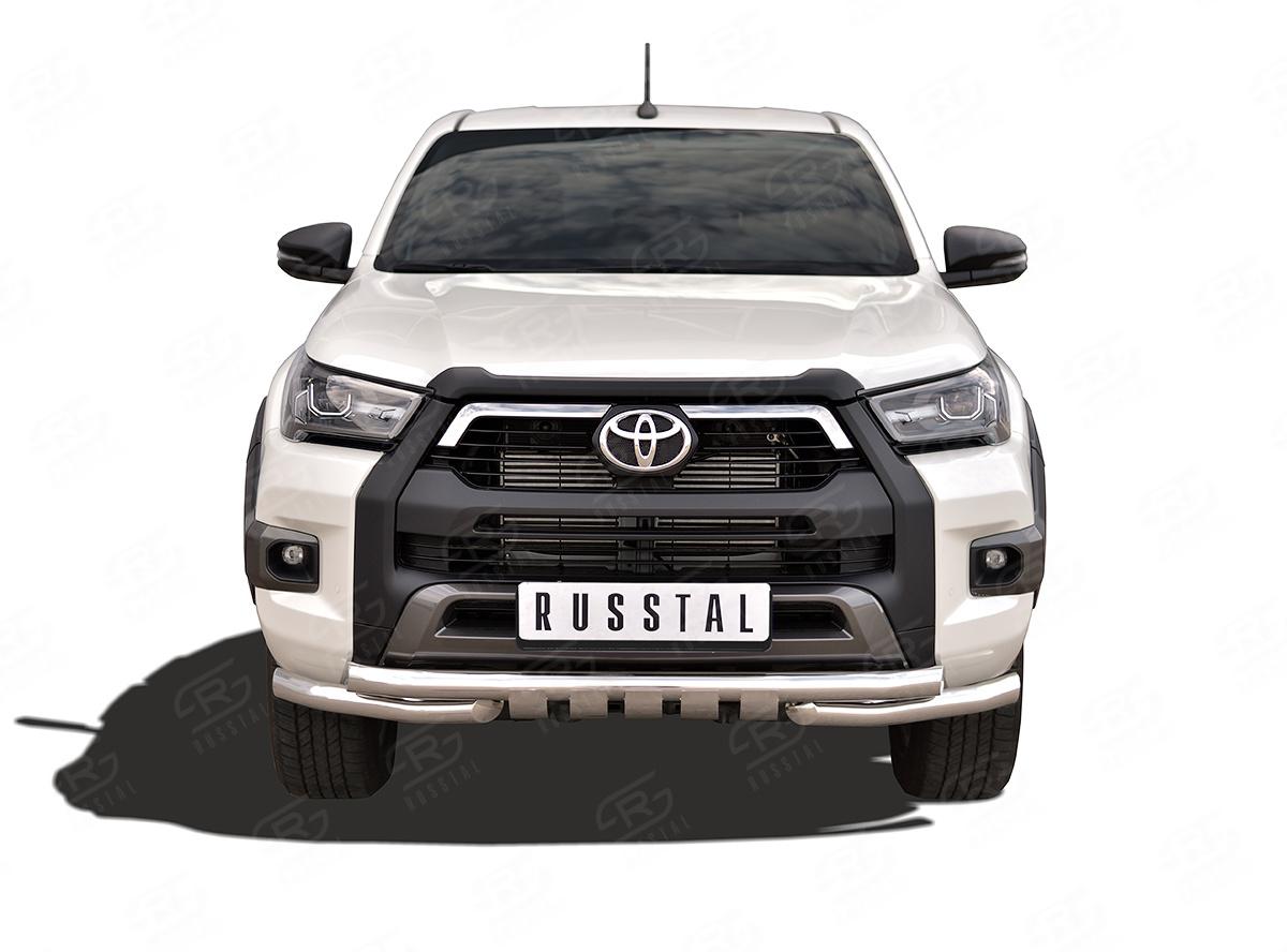 TOYOTA HILUX BLACK ONYX 2020- Защита переднего бампера d57 секции-d57 уголки+клыки THBOZ-003511