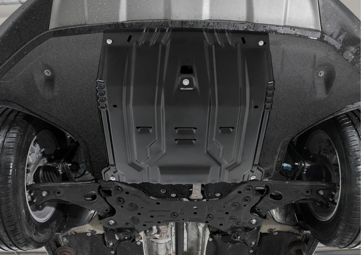 Защита картера и КПП AutoMax для Hyundai Santa Fe IV 2018-2021, сталь 1.4 мм, с крепежом, AM.2375.1