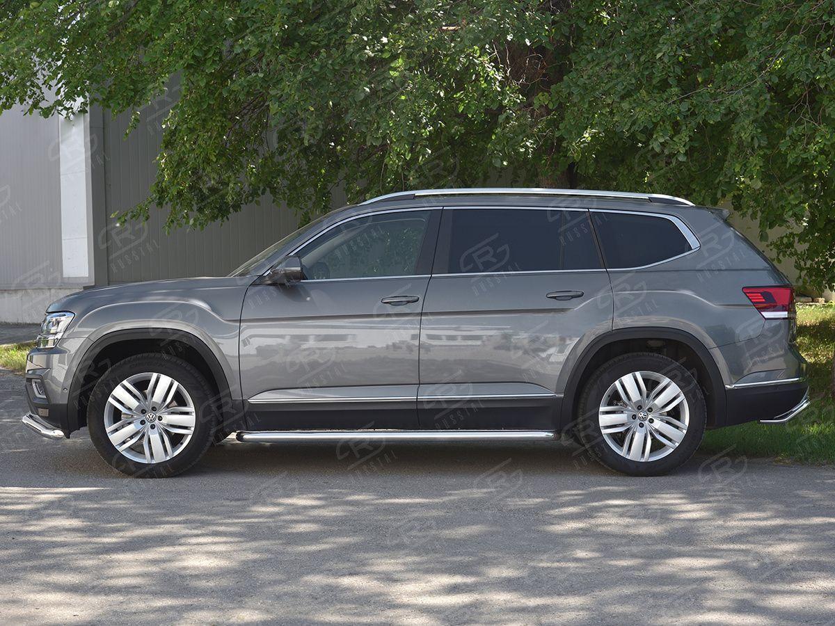 Пороги труба d57 с листом вариант 3 на Volkswagen Teramont 2017, Slitkoff VTML-0029943