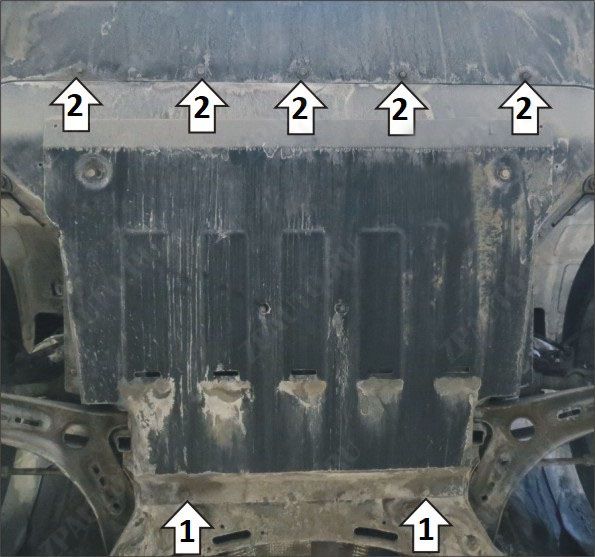 Защита стальная Мотодор (Двигатель, Коробка переключения передач), 2 мм, сталь для Geely Coolray 2020- арт. 74201