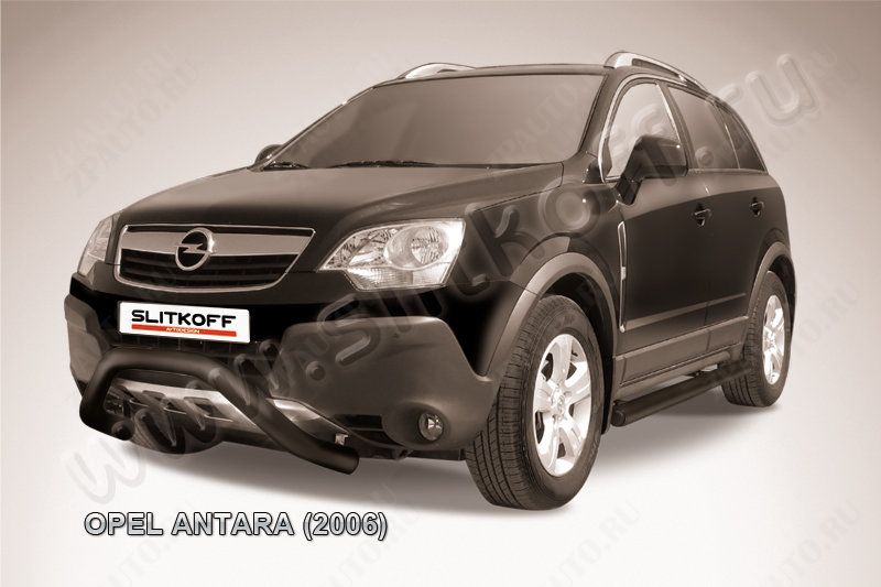 Кенгурятник d76 низкий мини черный Opel Antara (2006-2011) , Slitkoff, арт. OPAN002B
