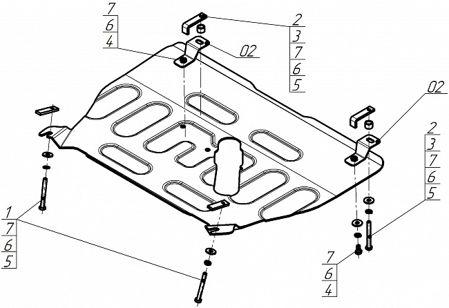 Защита алюминиевая Мотодор (Двигатель, Коробка переключения передач), 4 мм,  Changan UNI-K  2020- арт. 347205