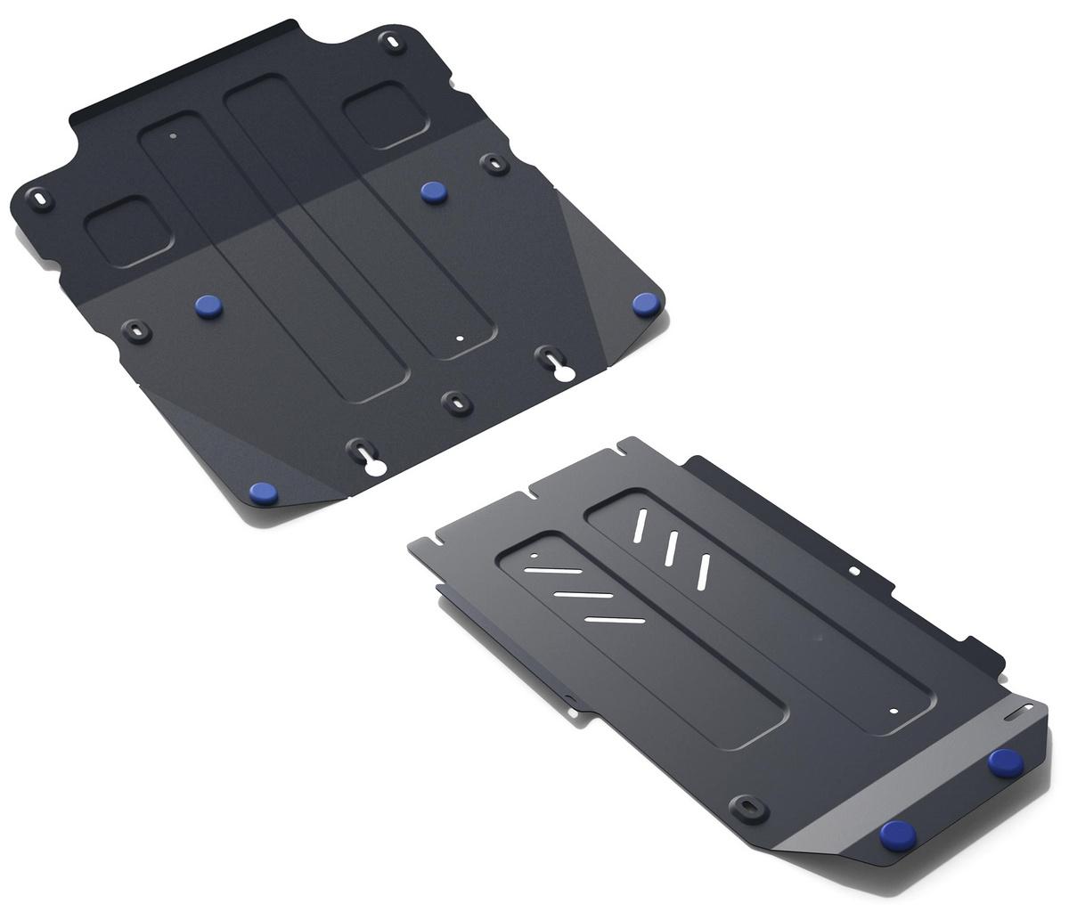 Защита картера, КПП и РК Rival для Genesis G70 4WD 2018-2021, сталь 1.8 мм, 2 части , с крепежом, штампованная, K111.2841.1