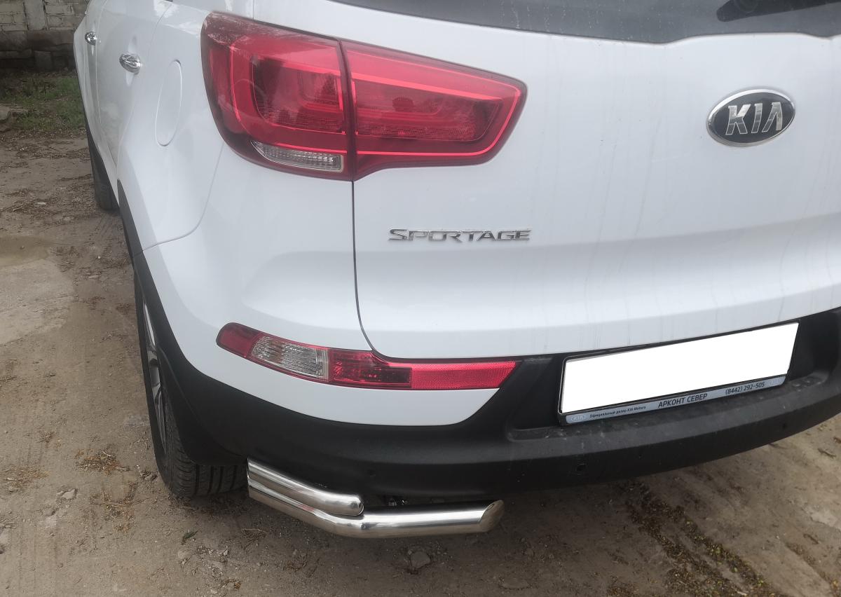 Защита заднего бампера угловая двойная d60/42 для KIA Sportage 2010, KSP.10.20, Россия