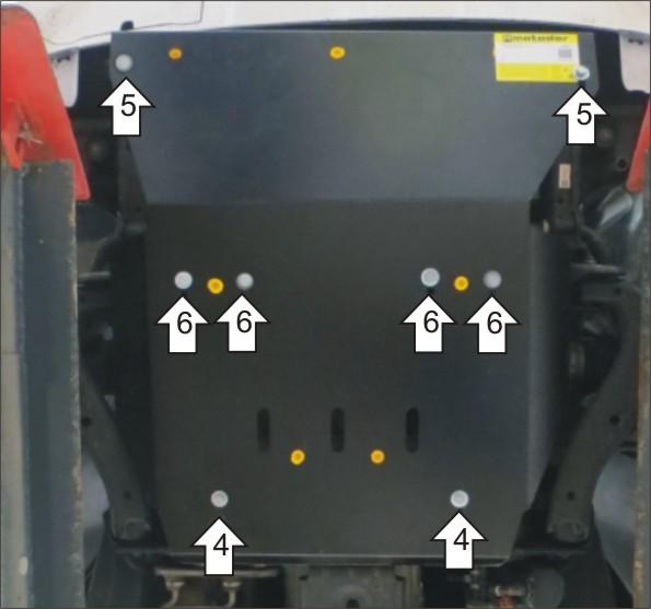 Защита алюминиевая Мотодор (Радиатор, Двигатель), 8 мм, Алюминий для Volkswagen Amarok 2016- арт. 382711