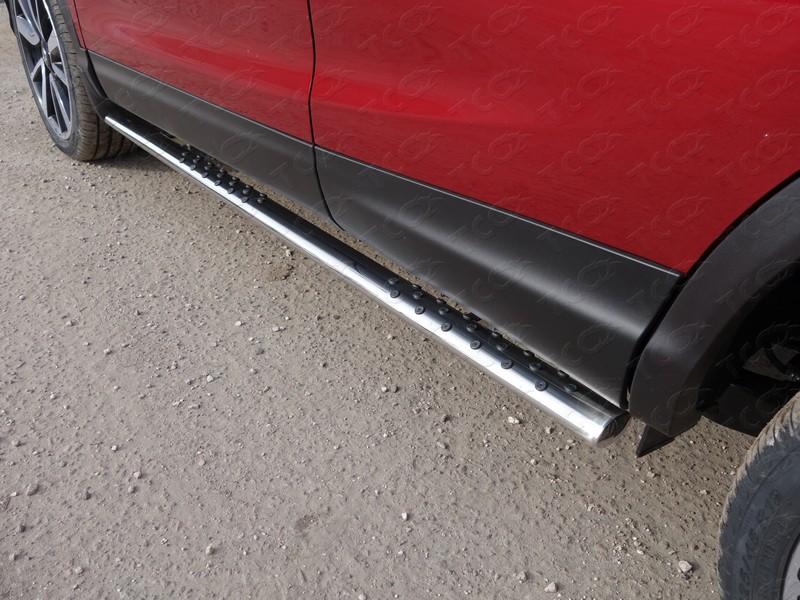 Пороги овальные с проступью 75х42 мм для автомобиля Nissan Qashqai 2019-, TCC Тюнинг NISQASH19-19