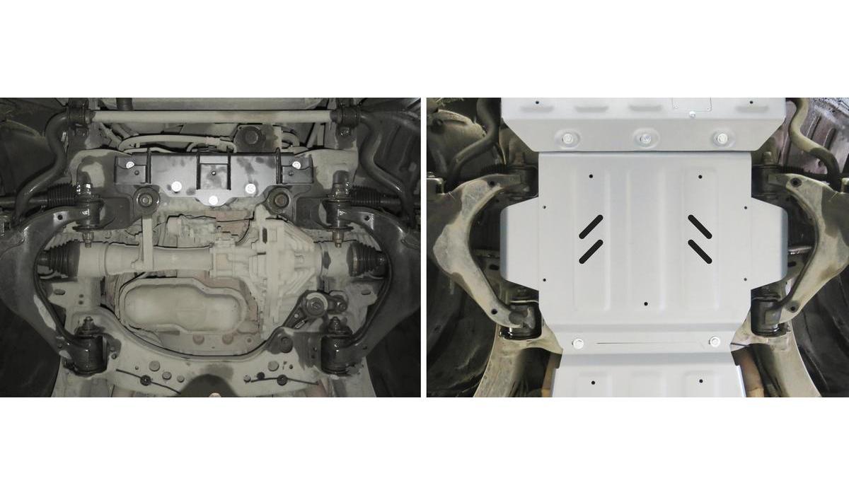 Защита картера Rival для Toyota Tundra II 2007-2018, штампованная, алюминий 6 мм, с крепежом, 2333.9510.1.6