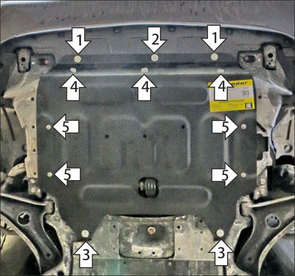 Защита стальная Мотодор (Двигатель, Коробка переключения передач), 2 мм,  Honda Freed  2016-2024 арт. 70819