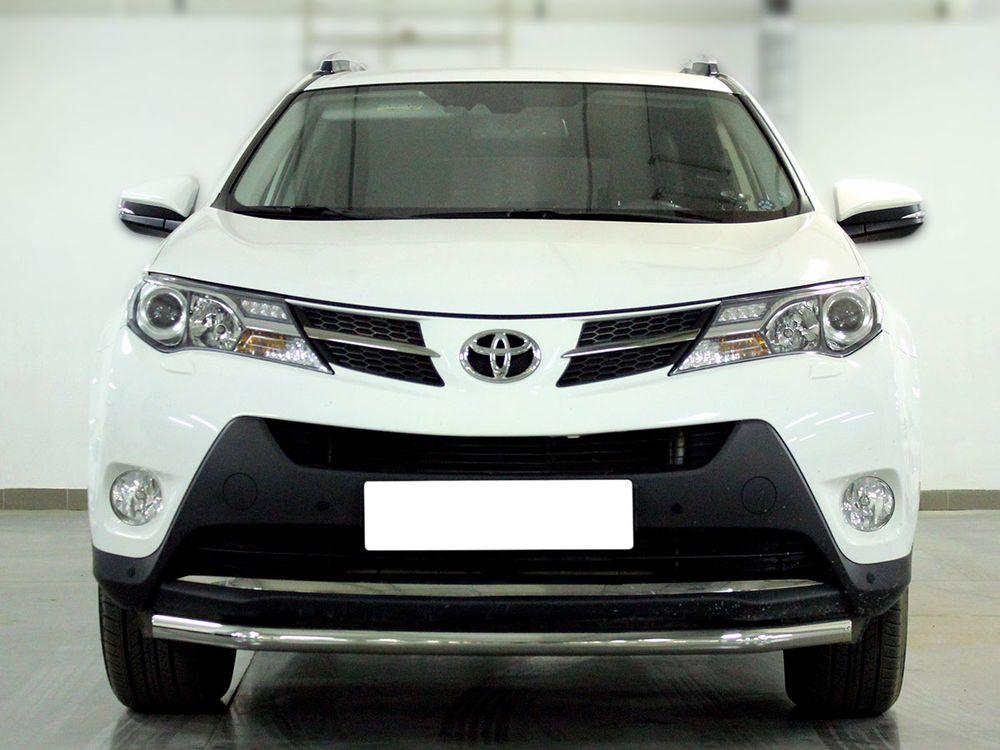 Защита переднего бампера одинарная d-53 с двумя загибами для Toyota RAV4 2012, Технотек TRN13_1