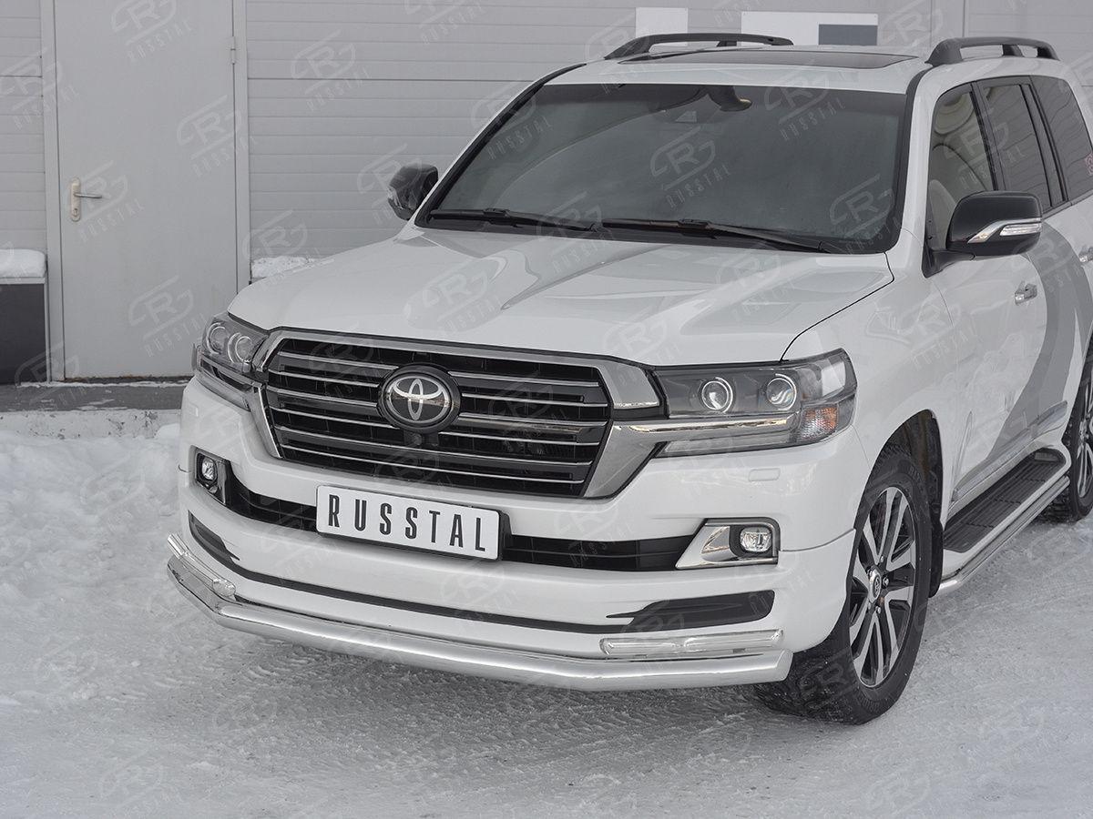 Защита переднего бампера d76/42 уголки на Toyota Land Cruiser 200 2017 Excalibur, Slitkoff TLCZ-002905