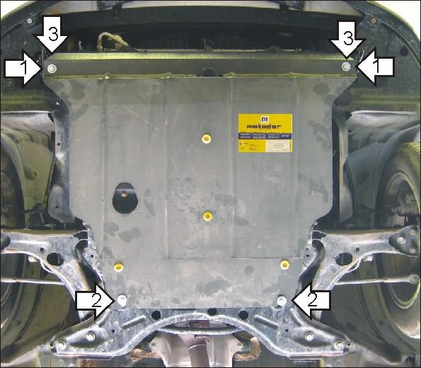 Защита стальная Мотодор (Двигатель, Коробка переключения передач), 2 мм, Сталь для Pontiac Vibe 2002-2008 арт. 04002