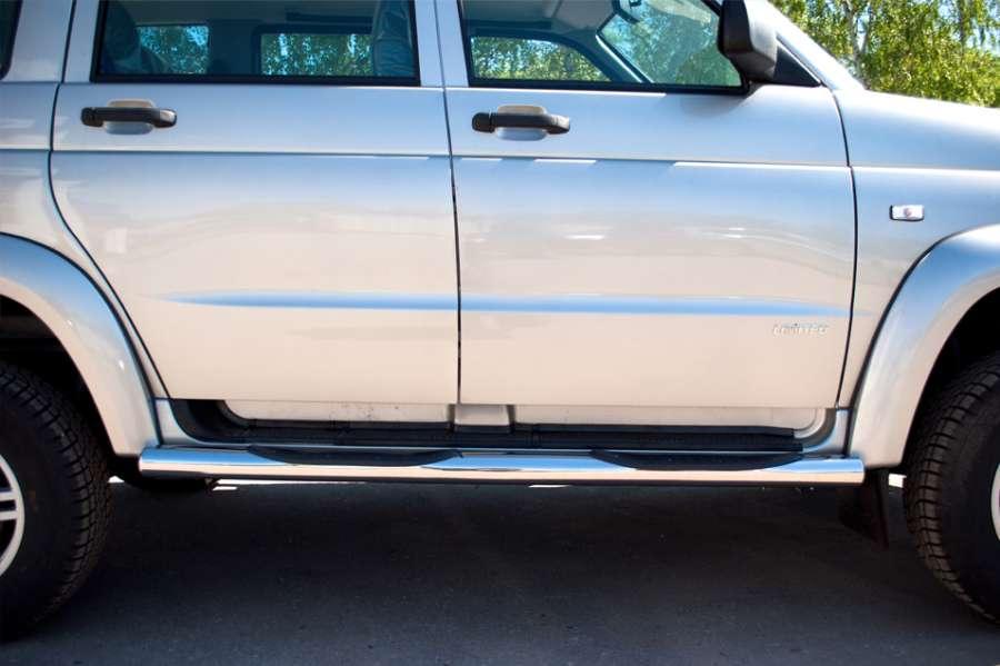 Пороги труба d76 с накладками вариант 3 для UAZ Patriot, Slitkoff UPT-0005053