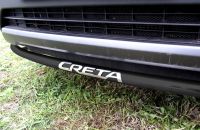 Защита переднего бампера d42 радиусная с надписью черная Hyundai Creta 4WD (2016-2021) , Slitkoff, арт. HCRET4WD003B