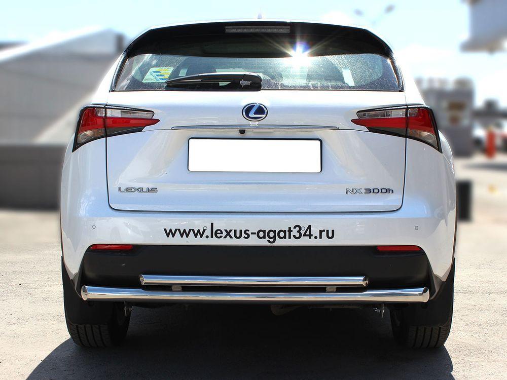 Защита заднего бампера радиусная двойная d-60+43 для Lexus NX 2014 F Sport, Технотек LNXFS_3.1