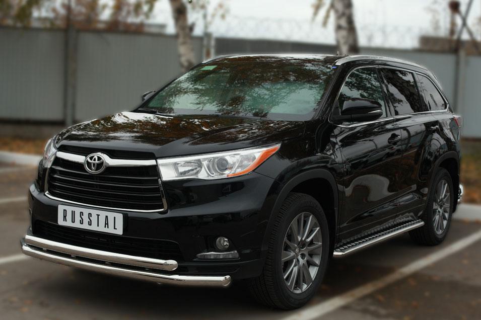 Защита переднего бампера d57/57 для Toyota Highlander 2013-2016, Slitkoff THRZ-001914