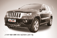 Защита переднего бампера d76 радиусная черная Jeep Grand Cherokee (2010-2013) , Slitkoff, арт. JGCH002B