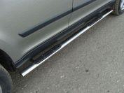 Пороги овальные с накладкой 75х42 мм для автомобиля Skoda Yeti 2014-, TCC Тюнинг SKOYET14-03