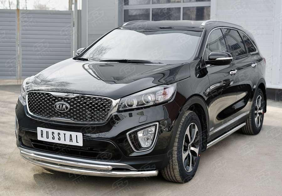 Пороги труба d57 вариант 1 KIA Sorento Prime CRDI 2015, Slitkoff KSPT-0022111