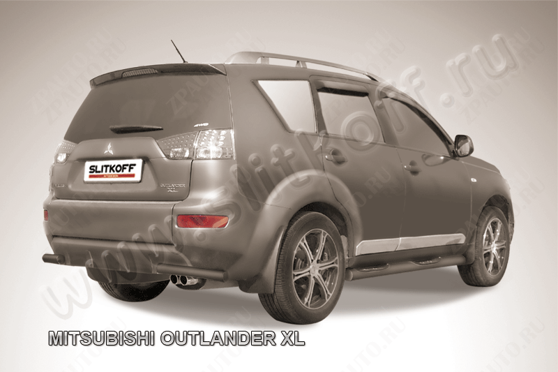 Уголки d57 черные Mitsubishi Outlander XL (2005-2009) , Slitkoff, арт. MXL012B