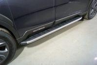 Пороги алюминиевые с пластиковой накладкой (карбон серебро) 1820 мм для автомобиля Subaru Outback 2021- арт. SUBOUT21-24SL