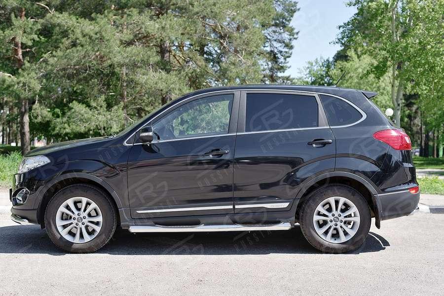 Пороги труба d76 с накладкой вариант 3 Chery Tiggo 5 2014, Slitkoff CT5T-0022573