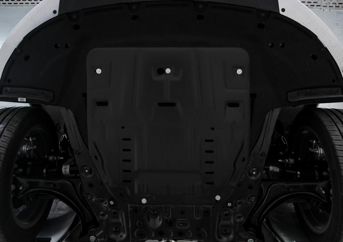 Защита картера и КПП AutoMax для Hyundai Santa Fe IV рестайлинг 2021-н.в., сталь 1,5 мм, с крепежом, штампованная, AM.2862.1