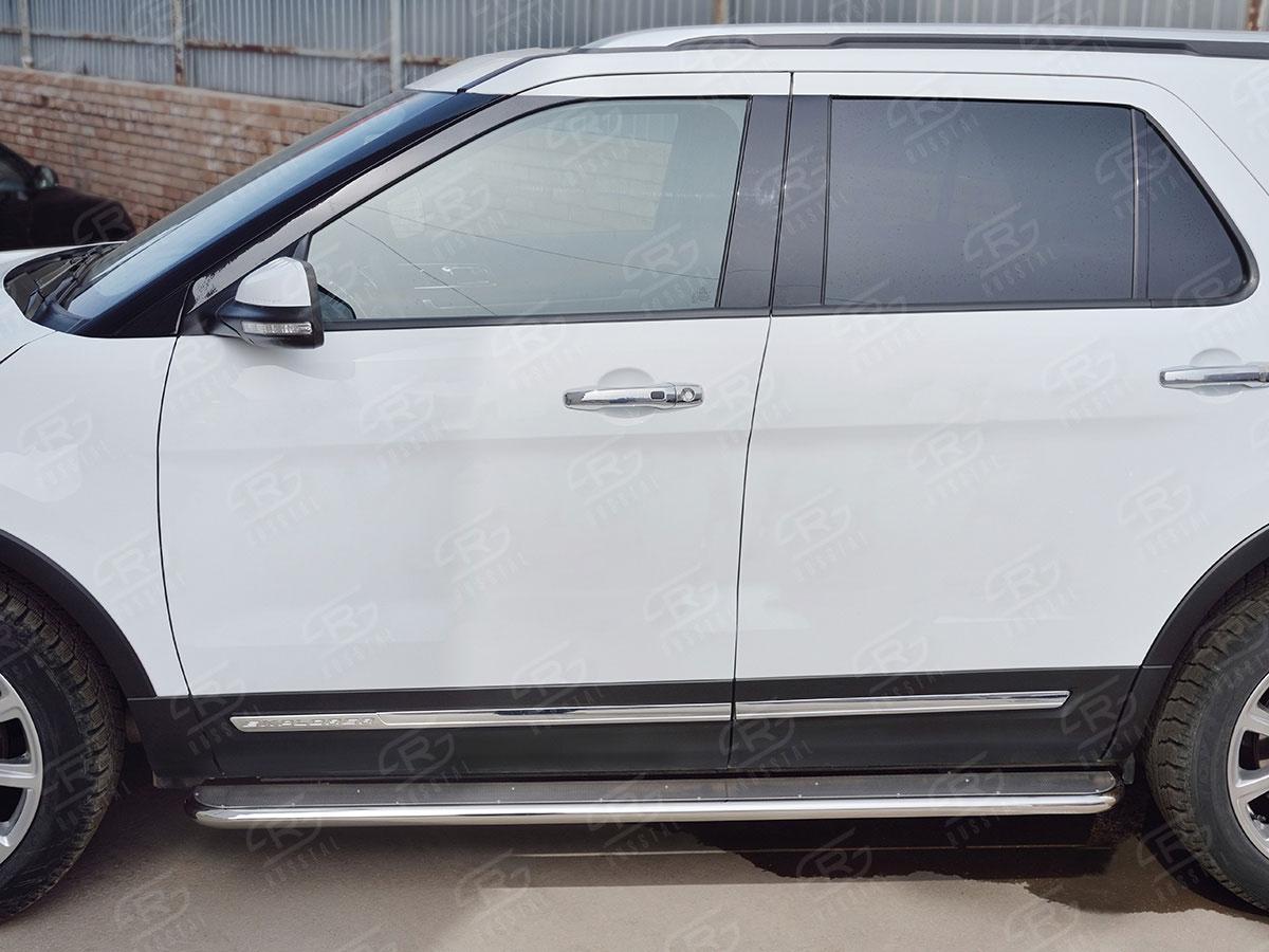 Пороги труба d42 с листом вариант 3 для Ford Explorer 2015, Slitkoff FEL-0026573