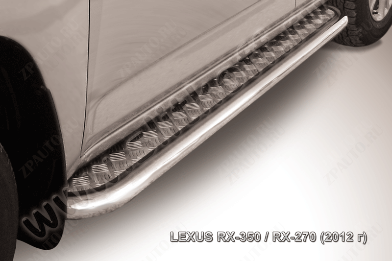 Защита порогов d57 с листом Lexus RX-350 RX-270 (2012-2015) Black Edition, Slitkoff, арт. LRX35-12.008BE