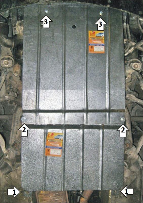Защита стальная Мотодор (Двигатель, Коробка переключения передач), 2 мм, Сталь для Audi A8 1994-2002 арт. 00108