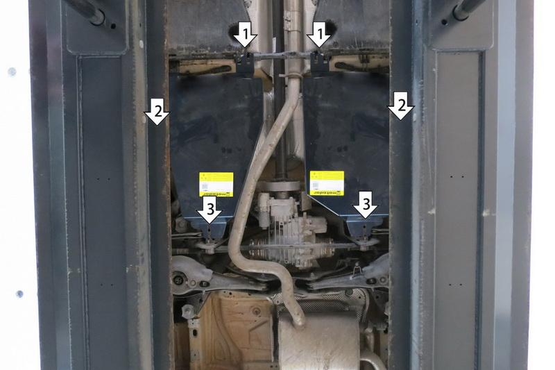 Защита стальная Мотодор (Топливный бак), 2 мм, Сталь для Volkswagen Tiguan 2017- арт. 02740