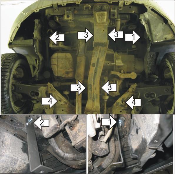 Защита стальная Мотодор (Двигатель, Коробка переключения передач), 2 мм, Сталь для Mitsubishi Carisma 1995-2006 арт. 01315