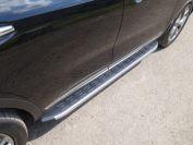 Пороги алюминиевые с пластиковой накладкой (карбон серые) 1820 мм для автомобиля Kia Sorento Prime 2015-2018 TCC Тюнинг арт. KIASOR15-15GR