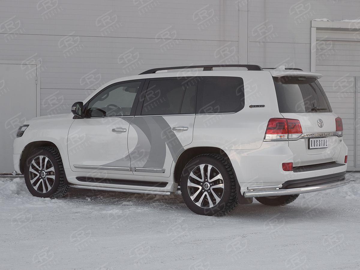 Защита заднего бампера d76/42 уголки на Toyota Land Cruiser 200 2017 Excalibur, Slitkoff TLCZ-002910