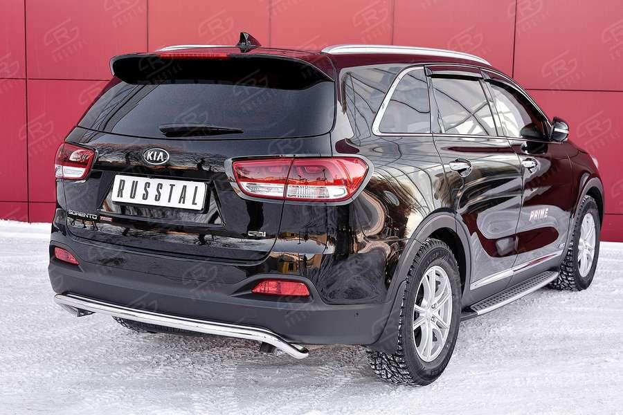 Защита заднего бампера d42 волна под машину KIA Sorento Prime CRDI 2015, Slitkoff KSPZ-002217
