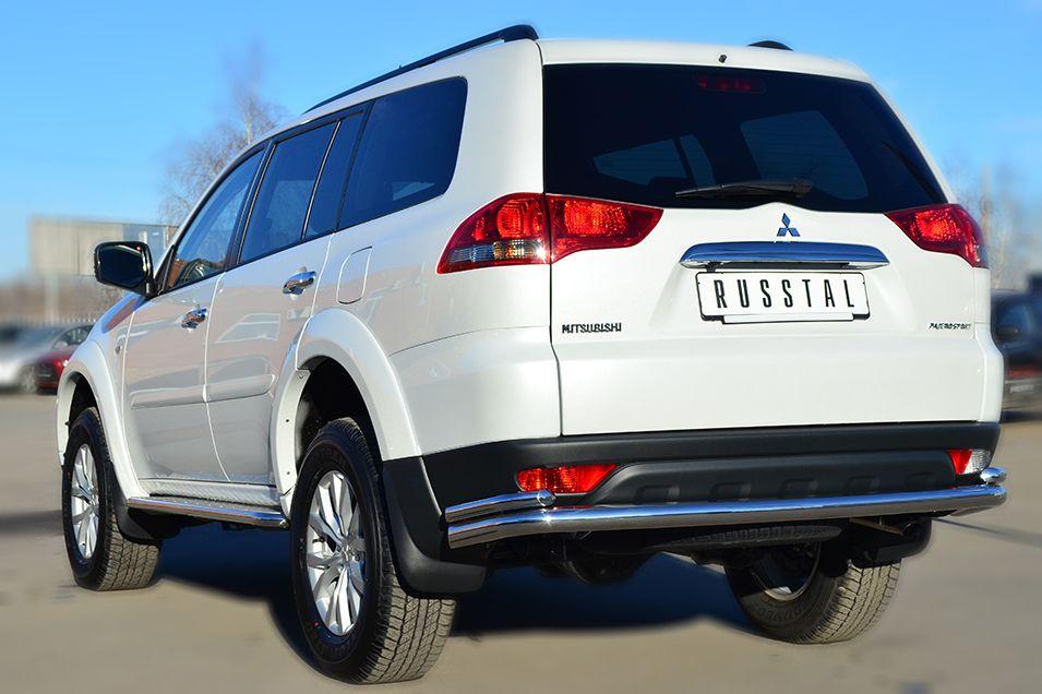 Защита заднего бампера d57/42 уголки для Mitsubishi Pajero Sport 2013, Slitkoff MPSZ-001584