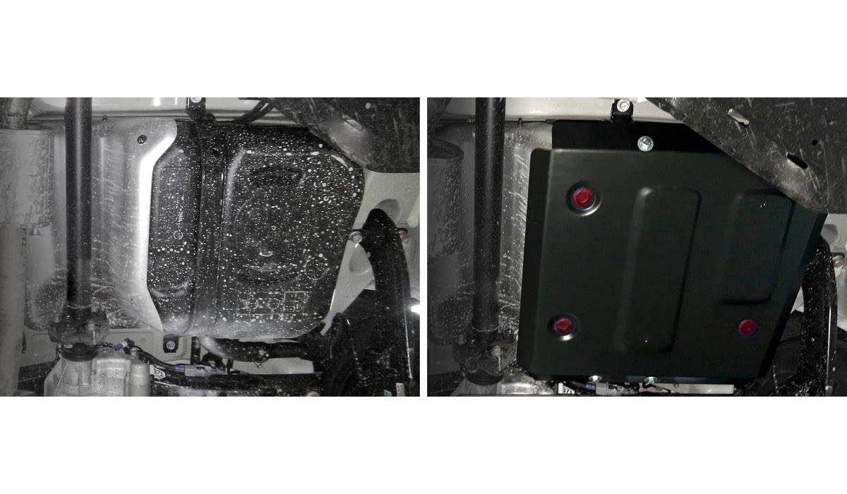Защита топливного бака АвтоБроня для Kia Seltos (V - 2.0) 4WD 2020-н.в., штампованная, сталь 1.8 мм, с крепежом, 111.02851.1