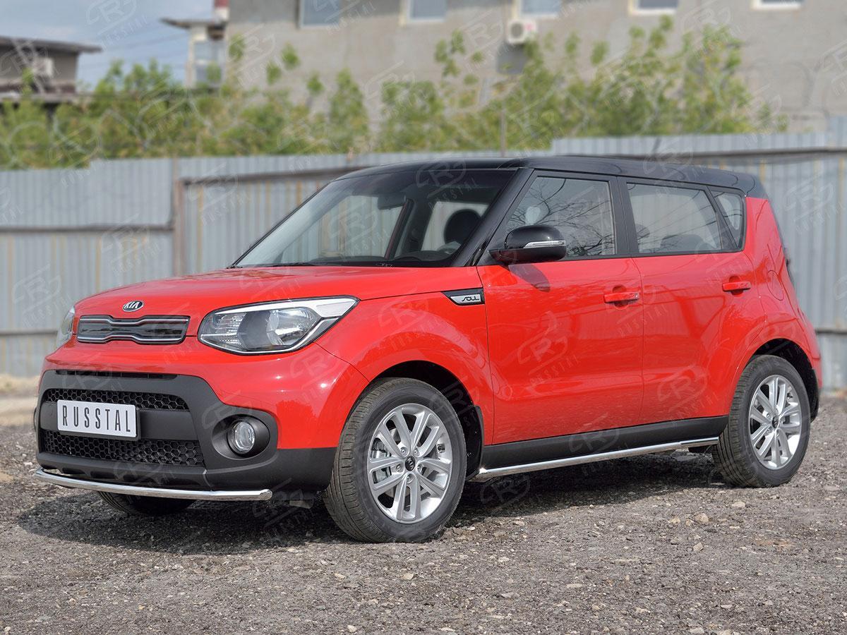 Защита переднего бампера d42 на KIA Soul II 2017, Slitkoff KSOZ-002750