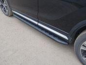 Пороги алюминиевые с пластиковой накладкой (карбон черные) 1720 мм для автомобиля Mitsubishi Eclipse Cross 2018-, TCC Тюнинг MITECLCR18-26BL