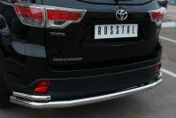 Защита заднего бампера d63/42 с уголками для Toyota Highlander 2013-2016, Руссталь THRZ-001926